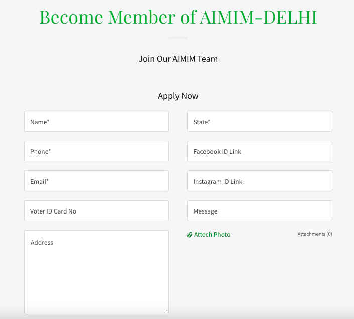 AIMIM Membership delhi